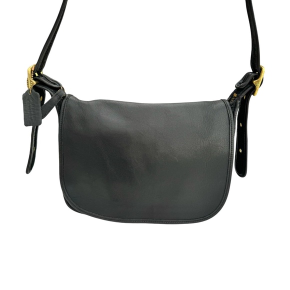Coach Vintage Leather Flap Shoulder Bag Black Y2K Messenger Bag Women’s - Picture 7 of 17